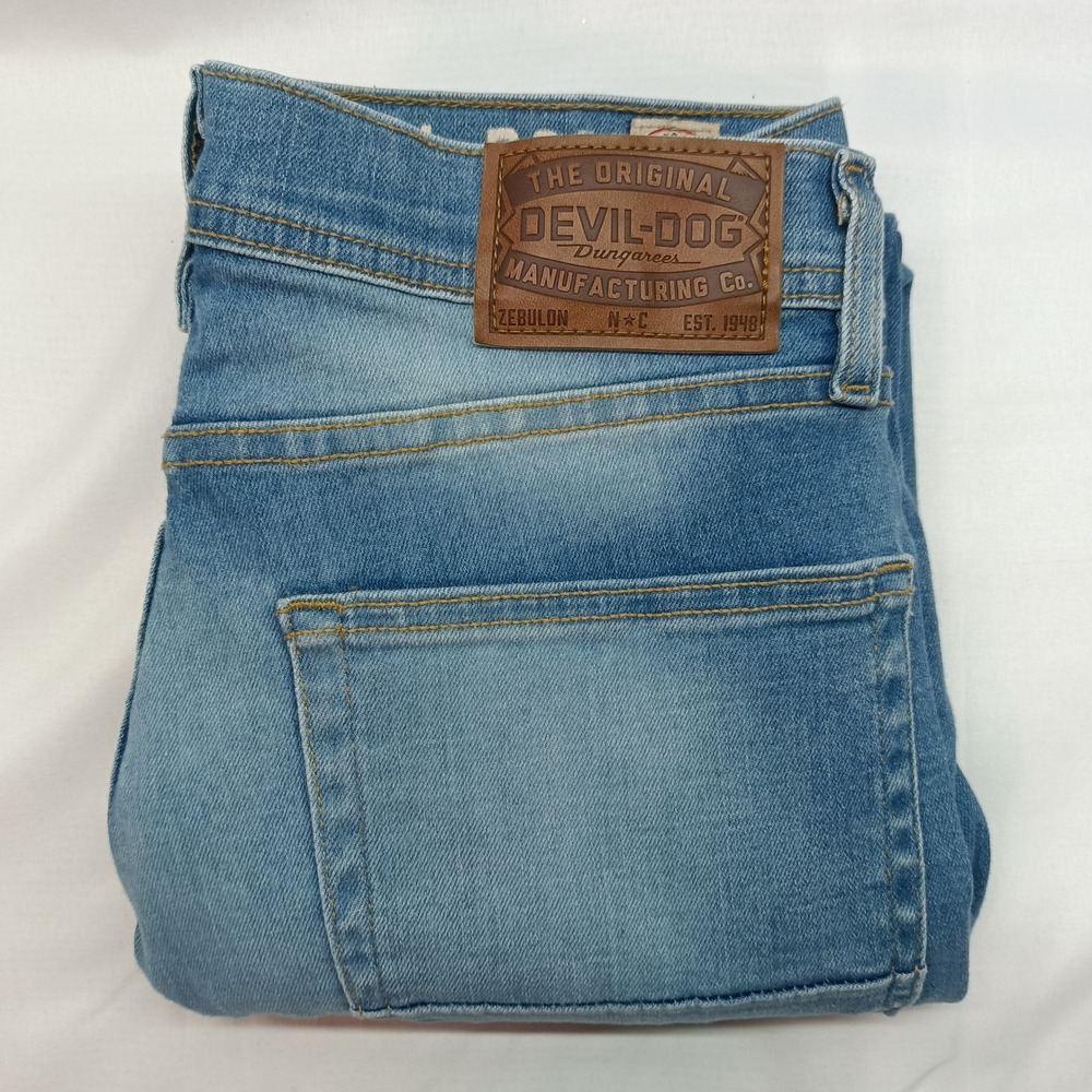 Devil-Dog Dungarees Mens Athletic Fit Light‎ Wash Blue Denim Jeans 30x30 (28x28)